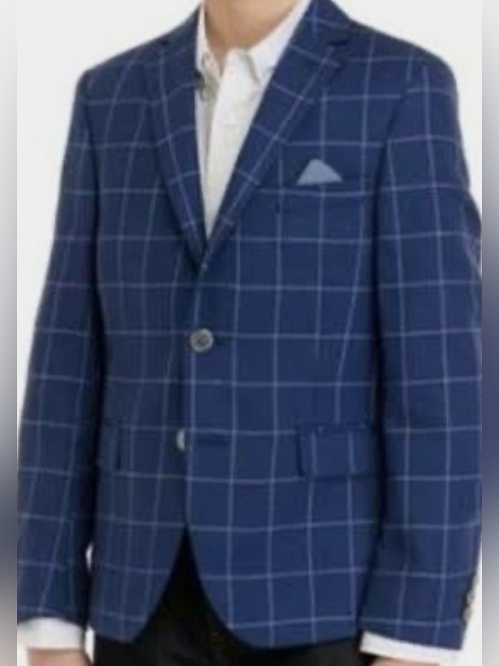 Lauren Ralph Lauren Boys Blue White Windowpane Blazer Suit Jacket Sz 12R NWOT